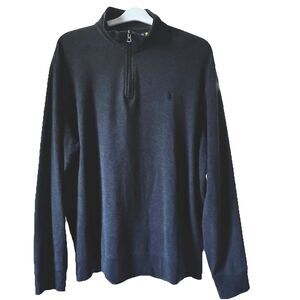 Polo Ralph Lauren Men's Long Sleeved Polo Shirt Gray Black Herringbone XL